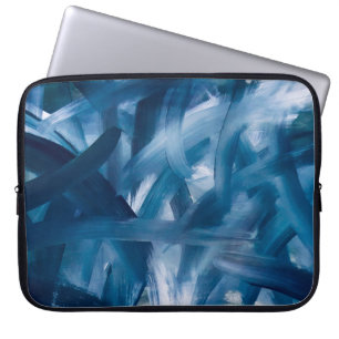 Abstract modern painting landscape. Blue night art Laptop Sleeve