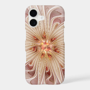 Abstract Modern Peach Pastel Flower Fractal Art