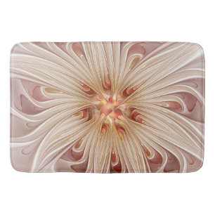 Abstract Modern Peach Pastel Flower Fractal Art Bath Mat