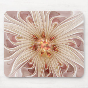 Abstract Modern Peach Pastel Flower Fractal Art Mouse Pad