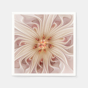 Abstract Modern Peach Pastel Flower Fractal Art Napkin