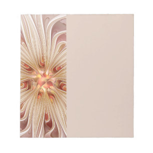 Abstract Modern Peach Pastel Flower Fractal Art Notepad