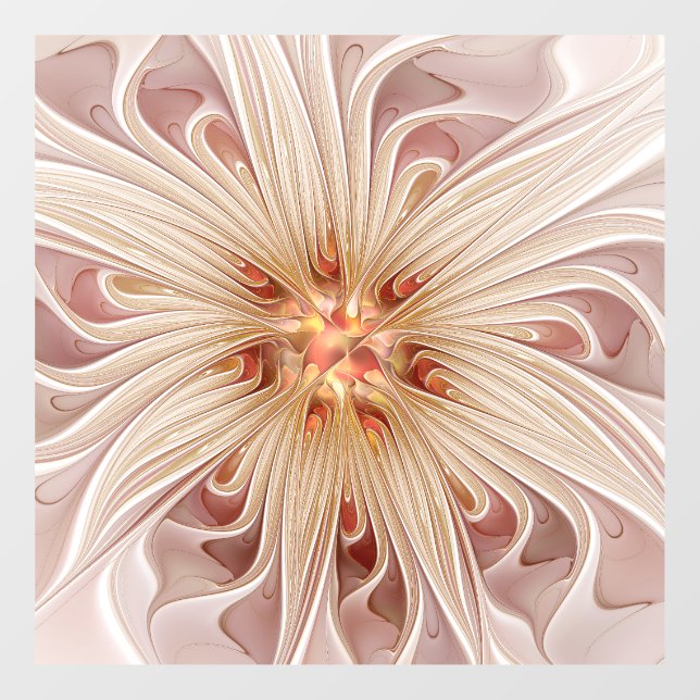 Abstract Modern Peach Pastel Flower Fractal Art Window Cling (Sheet)