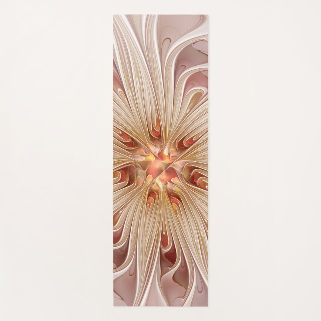 Abstract Modern Peach Pastel Flower Fractal Art Yoga Mat (Front)