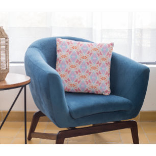 Abstract Modern Pink, Blue, Red Pattern Throw Pillow