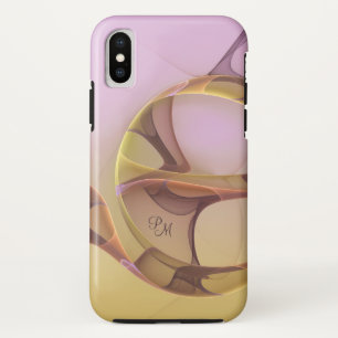 Abstract Modern Pink Golden Fractal Art Monogram iPhone X Case