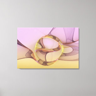 Abstract Modern Pink Golden Fractal Art Triptych Canvas Print