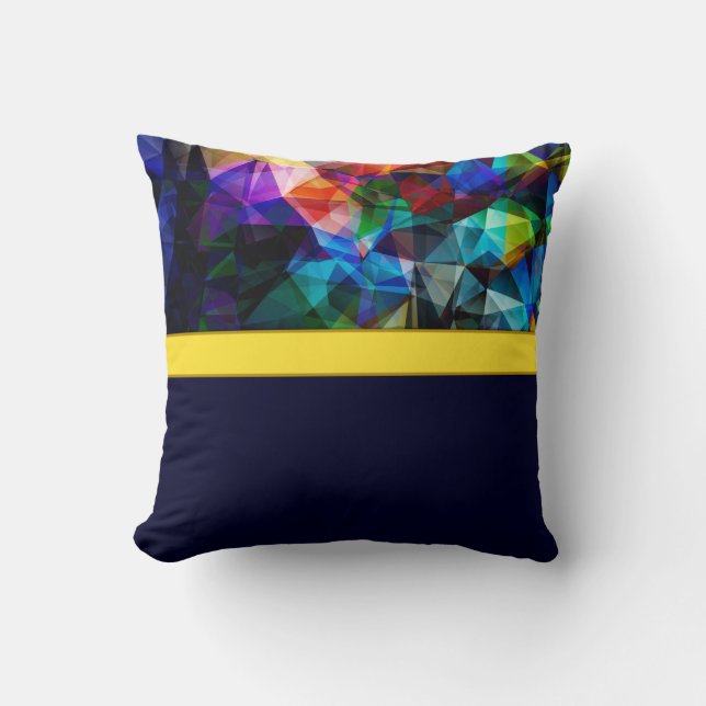 Abstract modern polygon poly triangles dark brigth throw pillow (Front)