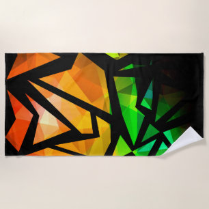 Abstract modern polygonal graffiti geometrical dar beach towel