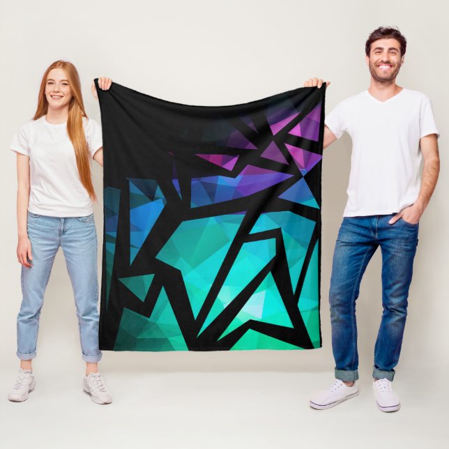 Abstract modern polygonal graffiti geometrical dar fleece blanket (In Situ)