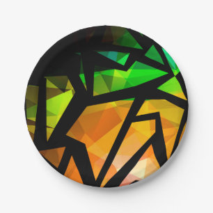 Abstract modern polygonal graffiti geometrical dar paper plate
