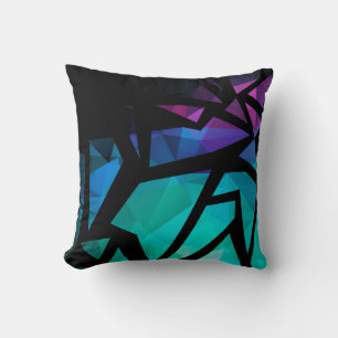 Abstract modern polygonal graffiti geometrical dar throw pillow