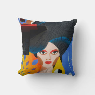 Abstract Modern Portrait Art Pillow