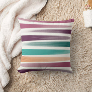 Abstract Modern Purple marsala Teal Brush strokes Throw Pillow