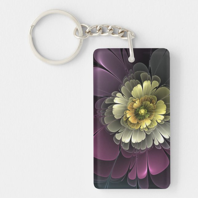 Abstract Modern Purpur Khaki Gray Fractal Flower (Devant)