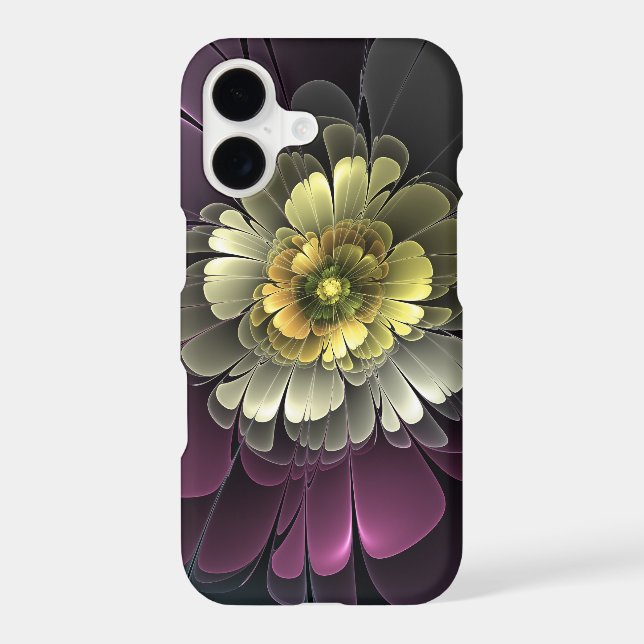 Abstract Modern Purpur Khaki Gray Fractal Flower (Verso)