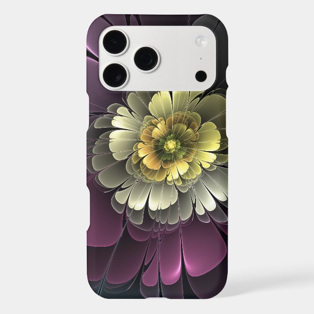 Abstract Modern Purpur Khaki Gray Fractal Flower (Verso)