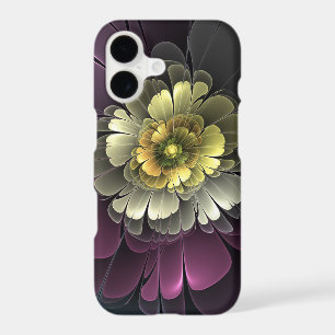 Abstract Modern Purpur Khaki Grey Fractal Flower
