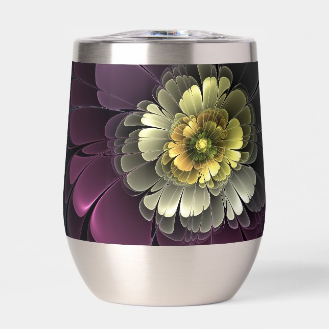 Abstract Modern Purpur Khaki Grey Fractal Flower (Front)