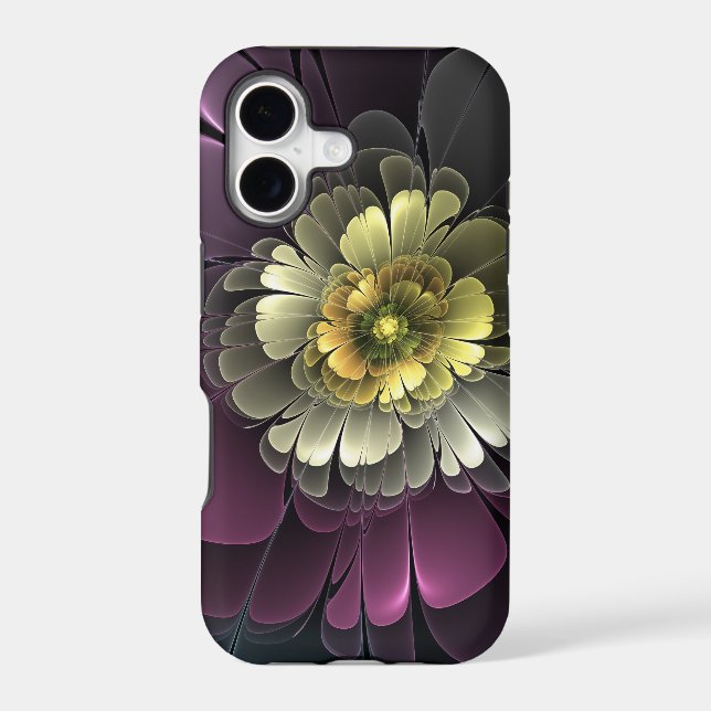 Abstract Modern Purpur Khaki Grey Fractal Flower (Back)