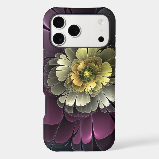 Abstract Modern Purpur Khaki Grey Fractal Flower (Back)