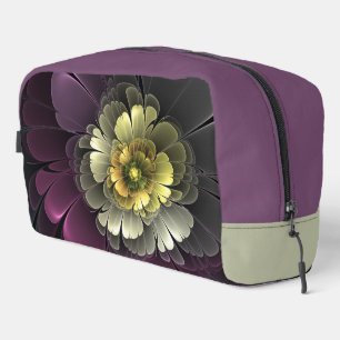 Abstract Modern Purpur Khaki Grey Fractal Flower Dopp Kit