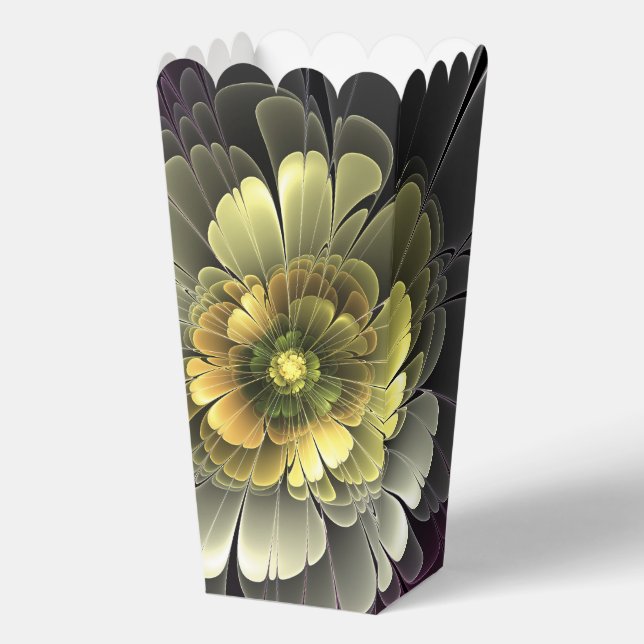 Abstract Modern Purpur Khaki Grey Fractal Flower Favor Box (Front)