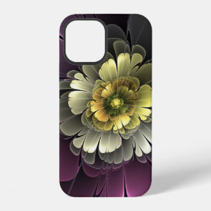 Abstract Modern Purpur Khaki Grey Fractal Flower iPhone 12 Case
