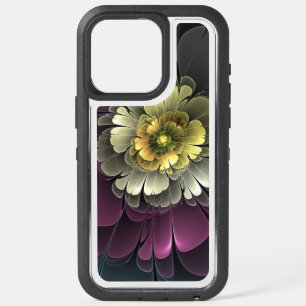 Abstract Modern Purpur Khaki Grey Fractal Flower iPhone 15 Pro Max Case