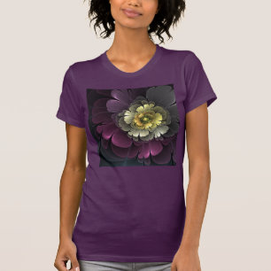 Abstract Modern Purpur Khaki Grey Fractal Flower T-Shirt