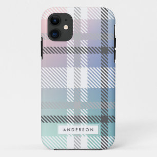 Abstract modern rainbow gradient plaid iPhone 11 case