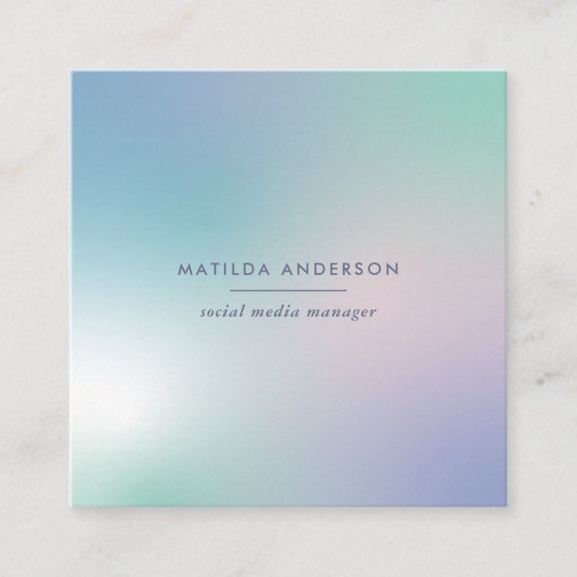 Abstract modern rainbow gradient square business card (Front)