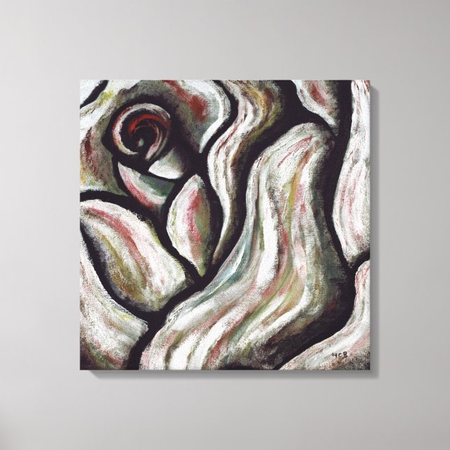 Abstract Modern Red Black Rose Flower Art Painting Canvas Print (Front)