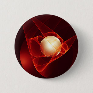 Abstract Modern Red Cream Fantasy Fractal Art 2 Inch Round Button