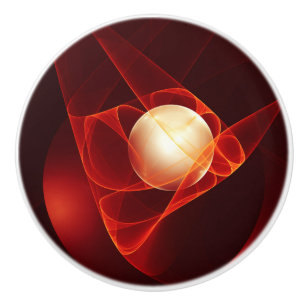 Abstract Modern Red Cream Fantasy Fractal Art Ceramic Knob
