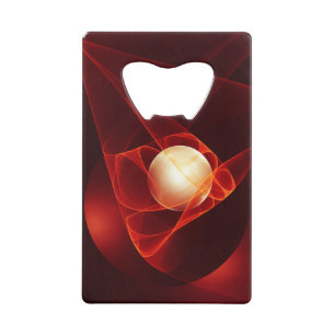 Abstract Modern Red Cream Fantasy Fractal Art Credit Card Bottle Opener