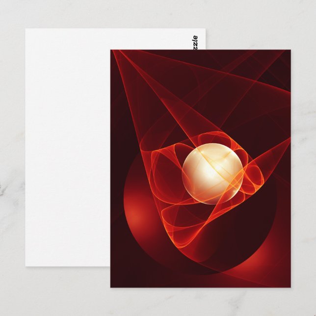 Abstract Modern Red Cream Fantasy Fractal Art Postcard (Front/Back)