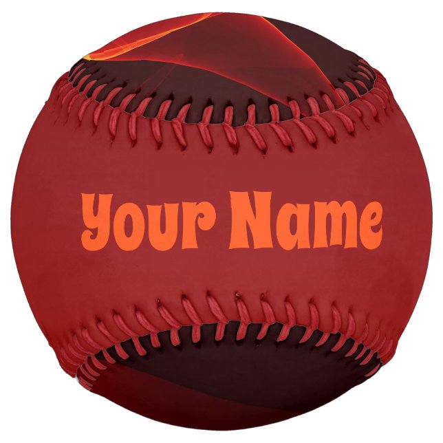 Abstract Modern Red Cream Fantasy Fractal Name Softball (Front)