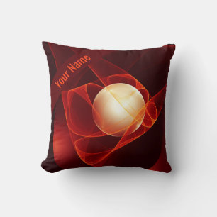 Abstract Modern Red Cream Fantasy Fractal Name Throw Pillow