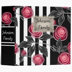 Abstract modern red roses leaves sketched flowers binder
