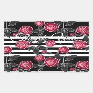 Abstract modern red roses leaves  sketched flowers sticker