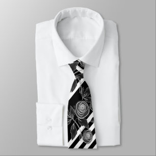 Abstract modern red roses leaves  sketched flowers tie