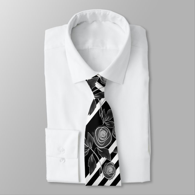 Abstract modern red roses leaves  sketched flowers tie (Tied)