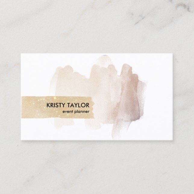 abstract modern rose gold blush pink business card (Front)