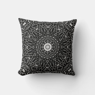 Abstract modern seamless ornamental white black ar throw pillow