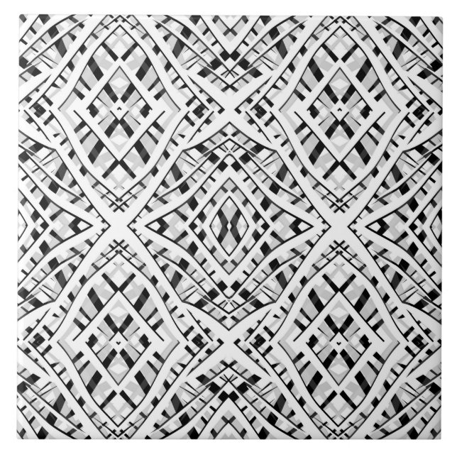 Abstract modern seamless ornamental white black ar tile (Front)