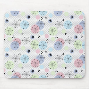 Abstract modern shapes circles polka dots light wh mouse pad