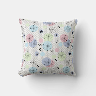 Abstract modern shapes circles polka dots light wh throw pillow
