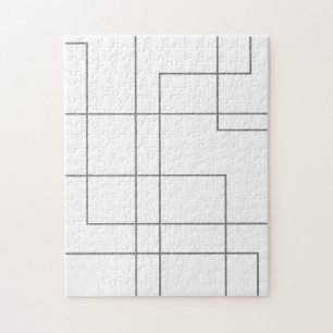 Abstract, modern, simple, minimal line pattern art jigsaw puzzle