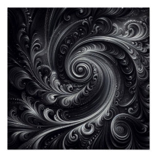 Abstract Modern Simple Swirling Black and White Poster